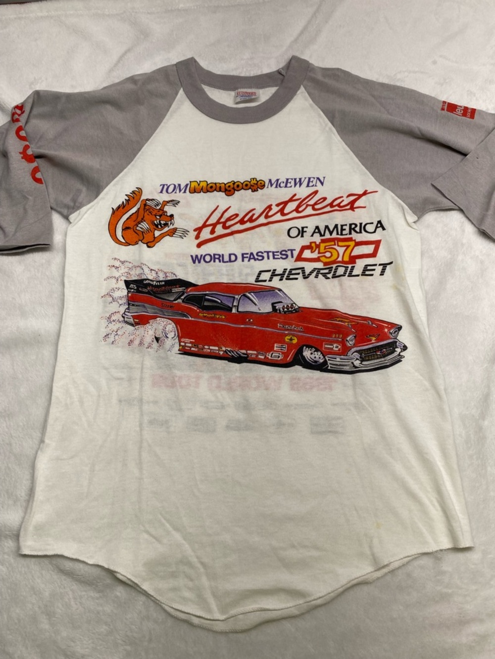vintage 1989Tom "Mongoose" McEwen raglan T-shirt Size Medium Made In USA